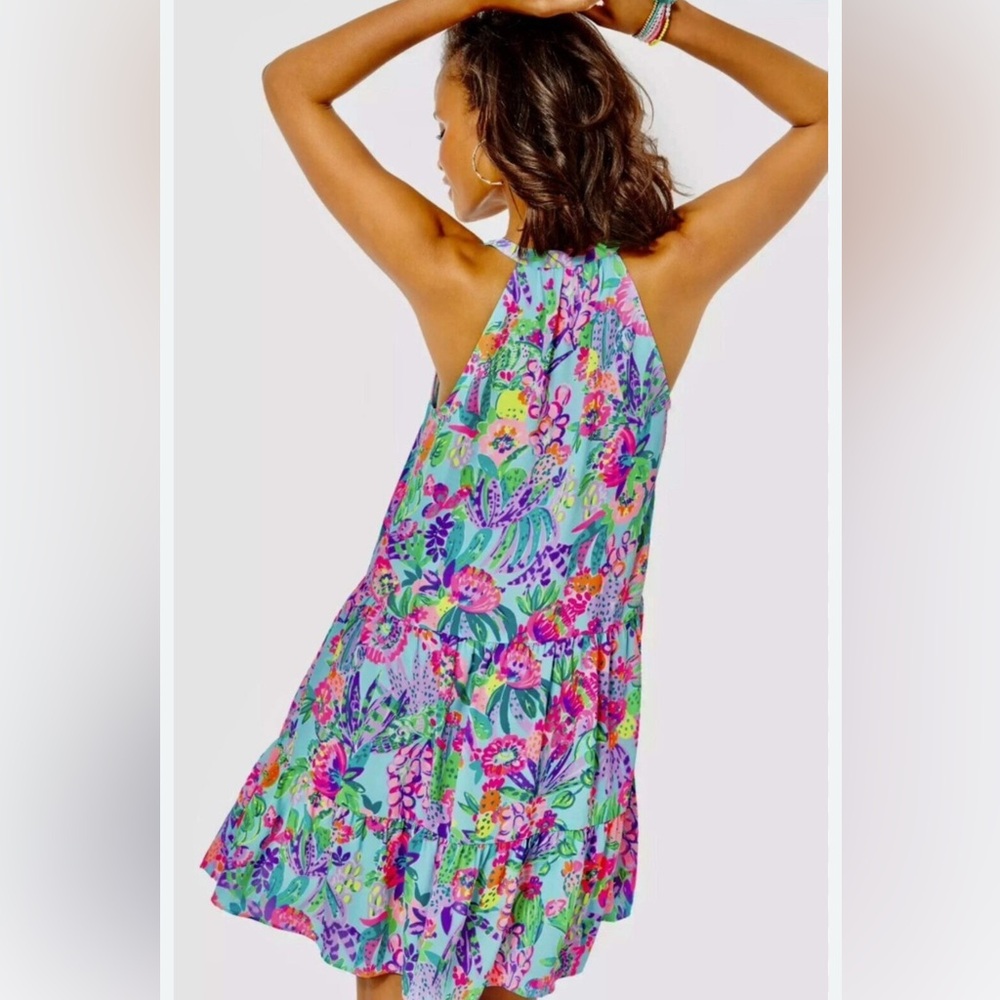 EEUC Lilly Pulitzer Carolane Lileeze Halter Swing Dress in Multi Me And My Zesty - Picture 3 of 9